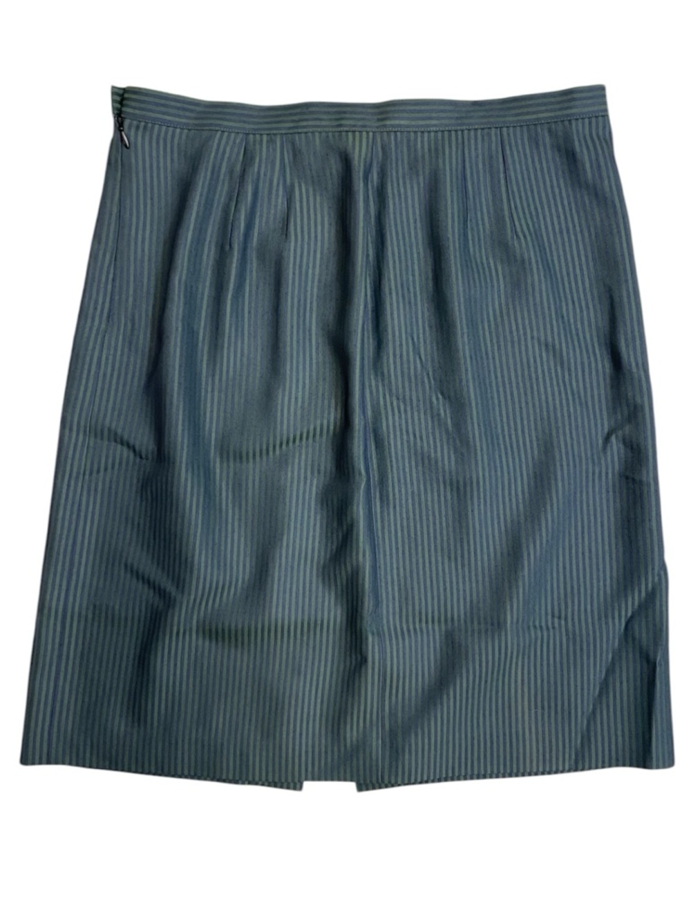 Giorgio Armani Le Collezioni Vintage Wool Blue & Green Striped Pencil Skirt